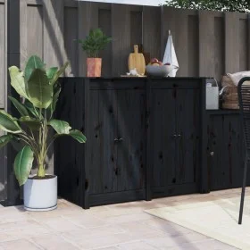 Puertas de cocina exterior 2 uds madera pino negro 50x9x82 cm de vidaXL, Puertas de armarios - Ref: Foro24-832362, Precio: 42...
