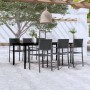 Juego de comedor para jardín 7 piezas negro
