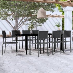 Juego de comedor para jardín 9 piezas negro