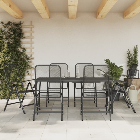 Juego de comedor de jardín 7 pzas malla metálica gris antracita by vidaXL, Garden sets - Ref: Foro24-3211822, Price: 414,49 €...