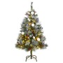 Árbol Navidad artificial con bisagras 150 LED y bolas 120 cm