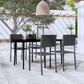 Juego de comedor para jardín 5 piezas negro