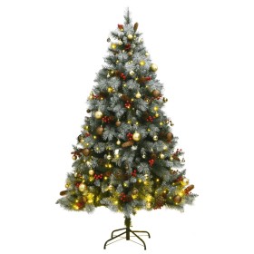 Árbol de Navidad artificial con bisagras 300 LED y bolas 180 cm