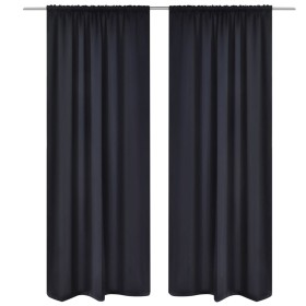 2 dark black curtains with pleats, blackout 135 x 245 cm by vidaXL, Curtains and curtains - Ref: Foro24-130370, Price: 36,92 ...
