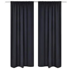 2 dark black curtains with pleats, blackout 135 x 245 cm by vidaXL, Curtains and curtains - Ref: Foro24-130370, Price: 36,37 ...