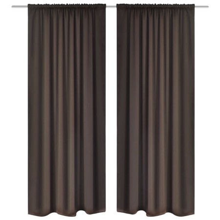 2 cortinas marrones oscuras con jaretas, blackout 135 x 245 cm