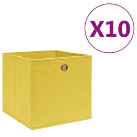 Cajas de almacenaje 10 uds tela no tejida amarillo 28x28x28 cm