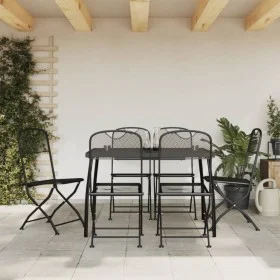 7 Stück anthrazitgraues Metallgeflecht Garten-Esszimmerset von vidaXL, Gartensets - Ref: Foro24-3211813, Preis: 327,41 €, Rab...