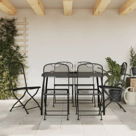 7 Stück anthrazitgraues Metallgeflecht Garten-Esszimmerset von vidaXL, Gartensets - Ref: Foro24-3211813, Preis: 327,41 €, Rab...