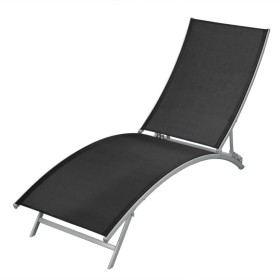 Tumbona de acero y textilene negra de vidaXL, Tumbonas - Ref: Foro24-42866, Precio: 101,98 €, Descuento: %