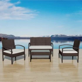 4-piece garden furniture with brown synthetic rattan cushions by vidaXL, Garden sets - Ref: Foro24-42672, Price: 240,46 €, Di...