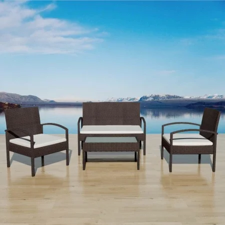 4-piece garden furniture with brown synthetic rattan cushions by vidaXL, Garden sets - Ref: Foro24-42672, Price: 240,46 €, Di...