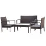 4-piece garden furniture with brown synthetic rattan cushions by vidaXL, Garden sets - Ref: Foro24-42672, Price: 240,46 €, Di...
