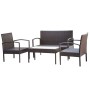 4-teilige Gartenmöbel mit braunen synthetischen Rattankissen von vidaXL, Gartensets - Ref: Foro24-42672, Preis: 213,76 €, Rab...