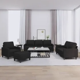 Sofa set with cushions 4 pieces black fabric by , Sofas - Ref: Foro24-3201440, Price: 724,28 €, Discount: %