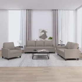 Sofa set with cushions 3 pieces taupe gray fabric by , Sofas - Ref: Foro24-3201435, Price: 643,80 €, Discount: %