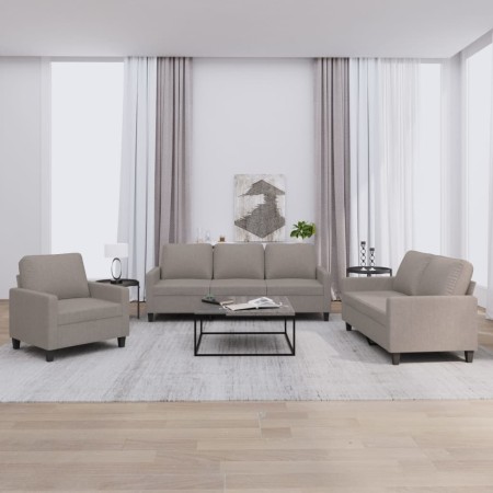Sofa set with cushions 3 pieces taupe gray fabric by , Sofas - Ref: Foro24-3201435, Price: 655,22 €, Discount: %
