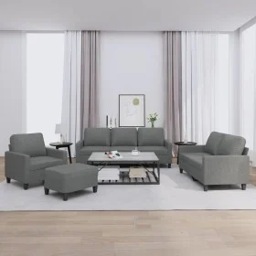 Sofa set with cushions 4 pieces dark gray fabric by , Sofas - Ref: Foro24-3201437, Price: 713,20 €, Discount: %