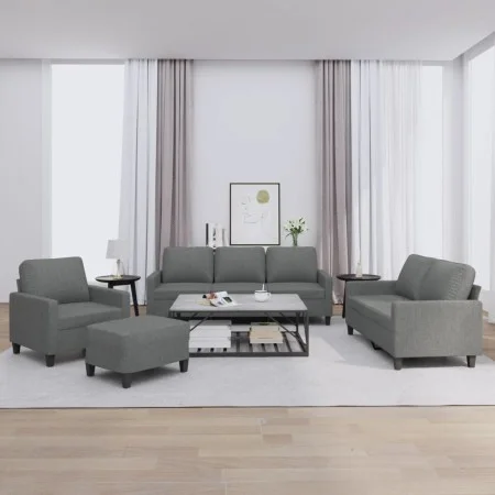 Sofa set with cushions 4 pieces dark gray fabric by , Sofas - Ref: Foro24-3201437, Price: 713,20 €, Discount: %