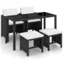 5-piece garden dining set with black synthetic rattan cushions by vidaXL, Garden sets - Ref: Foro24-42521, Price: 310,68 €, D...