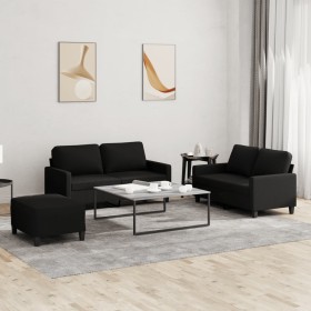 Juego de sofás con cojines 3 piezas tela negro de , Sofás - Ref: Foro24-3201456, Precio: 504,87 €, Descuento: %