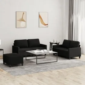 Sofa set with cushions 3 pieces black fabric by , Sofas - Ref: Foro24-3201456, Price: 497,25 €, Discount: %