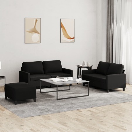 Sofa set with cushions 3 pieces black fabric by , Sofas - Ref: Foro24-3201456, Price: 505,02 €, Discount: %