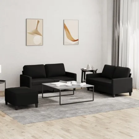 Sofa set with cushions 3 pieces black fabric by , Sofas - Ref: Foro24-3201456, Price: 497,25 €, Discount: %
