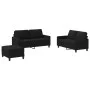 Sofa set with cushions 3 pieces black fabric by , Sofas - Ref: Foro24-3201456, Price: 497,25 €, Discount: %