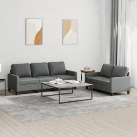 Sofa set with cushions 2 pieces dark gray fabric by , Sofas - Ref: Foro24-3201461, Price: 508,99 €, Discount: %