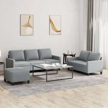 Sofa set with cushions 3 pieces light gray fabric by , Sofas - Ref: Foro24-3201468, Price: 507,64 €, Discount: %