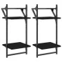 Wall shelves 2 levels with bars 2 pcs black 30x25x65 cm by , Shelves and shelves - Ref: Foro24-836253, Price: 22,92 €, Discou...