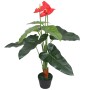 Planta de anturio artificial con maceta 90 cm roja y amarilla