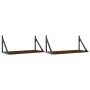 Wandregale 2 Einheiten, Holzwerkstoff, braune Eiche, 60 x 25 x 25,5 cm von , Regale und Regale - Ref: Foro24-836337, Preis: 3...