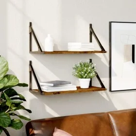 Wall shelf 2 units engineered wood smoked oak 60x25x25.5cm by , Shelves and shelves - Ref: Foro24-836335, Price: 32,80 €, Dis...