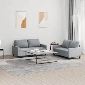 Sofa set with cushions 2 pieces light gray fabric by , Sofas - Ref: Foro24-3201444, Price: 397,33 €, Discount: %