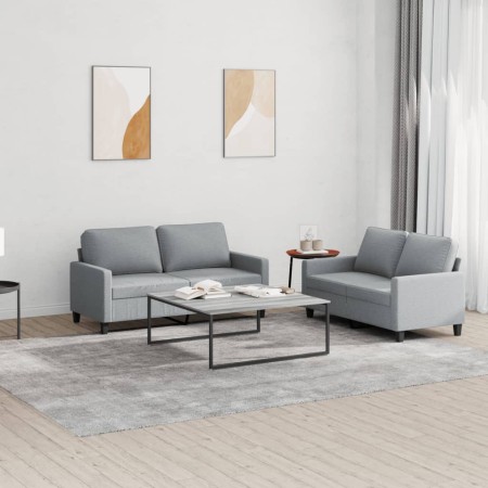 Sofa set with cushions 2 pieces light gray fabric by , Sofas - Ref: Foro24-3201444, Price: 403,68 €, Discount: %