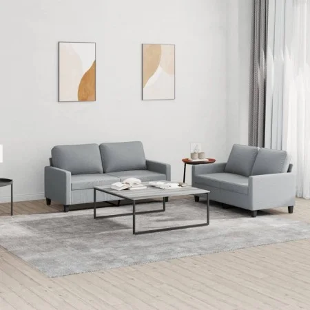 Sofa set with cushions 2 pieces light gray fabric by , Sofas - Ref: Foro24-3201444, Price: 397,33 €, Discount: %