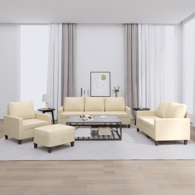 Sofagarnitur mit Kissen, 4-teilig, cremefarbener Stoff von , Sofas - Ref: Foro24-3201438, Preis: 678,81 €, Rabatt: %
