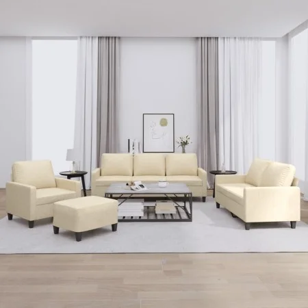 Sofa set with cushions 4 pieces cream fabric by , Sofas - Ref: Foro24-3201438, Price: 667,50 €, Discount: %