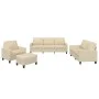 Sofa set with cushions 4 pieces cream fabric by , Sofas - Ref: Foro24-3201438, Price: 667,50 €, Discount: %
