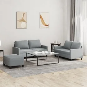 Sofa set with cushions 3 pieces light gray fabric by , Sofas - Ref: Foro24-3201452, Price: 453,59 €, Discount: %