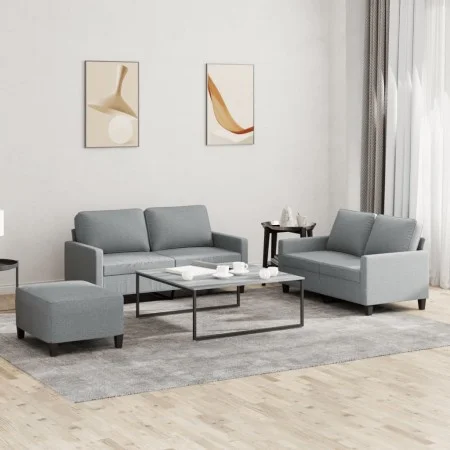 Sofa set with cushions 3 pieces light gray fabric by , Sofas - Ref: Foro24-3201452, Price: 453,59 €, Discount: %