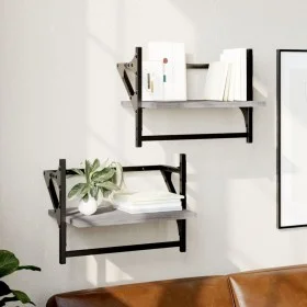 Wall shelves with bars 2 pcs Sonoma gray 40x25x30 cm by , Shelves and shelves - Ref: Foro24-836241, Price: 21,62 €, Discount: %
