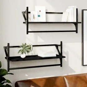 Wall shelves with bars 2 units black 65x25x30 cm by , Shelves and shelves - Ref: Foro24-836243, Price: 30,41 €, Discount: %