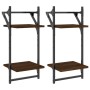 Wall shelves 2 levels bars 2 pcs brown oak 30x25x65 cm by , Shelves and shelves - Ref: Foro24-836257, Price: 21,86 €, Discoun...