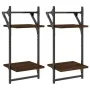 Wall shelves 2 levels bars 2 pcs brown oak 30x25x65 cm by , Shelves and shelves - Ref: Foro24-836257, Price: 21,86 €, Discoun...