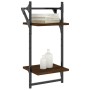 Wall shelves 2 levels bars 2 pcs brown oak 30x25x65 cm by , Shelves and shelves - Ref: Foro24-836257, Price: 21,86 €, Discoun...