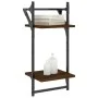 Wall shelves 2 levels bars 2 pcs brown oak 30x25x65 cm by , Shelves and shelves - Ref: Foro24-836257, Price: 21,86 €, Discoun...