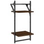 Wandregale, 2 Ebenen, Stangen, 2 Stück, braune Eiche, 30 x 25 x 65 cm von , Regale und Regale - Ref: Foro24-836257, Preis: 21...